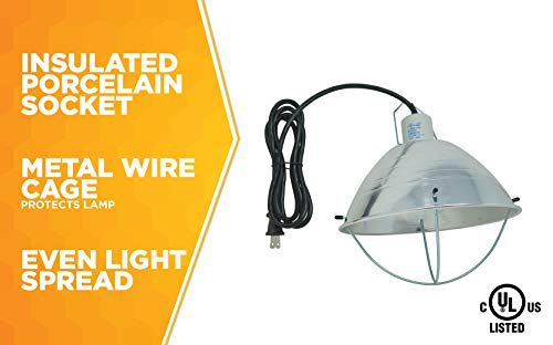 10.5 Inch Reflector Brooder Lamp with Bulb Guard and 6 Foot Cord R845