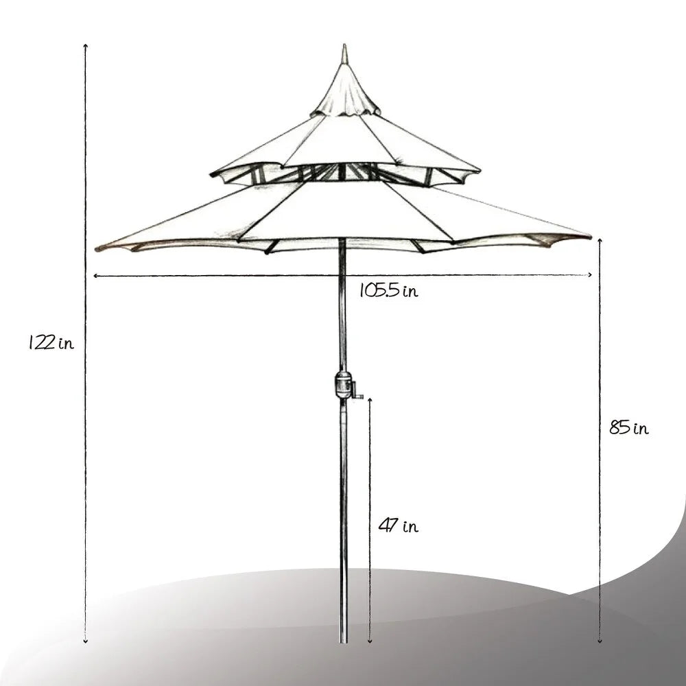 9ft Tan Patio Umbrella with Crank V3116