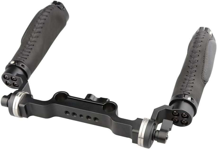Leather Handle 15mm Rod Shoulder Mount Rig with Rosette Standard Accessory for DSLR (Black, M6 Thread, 31.8 mm) V5986