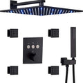 Black 12 Inch LED Rain Shower System With 4 PCS Body Sprays Handheld Shower Mixer Set J475214