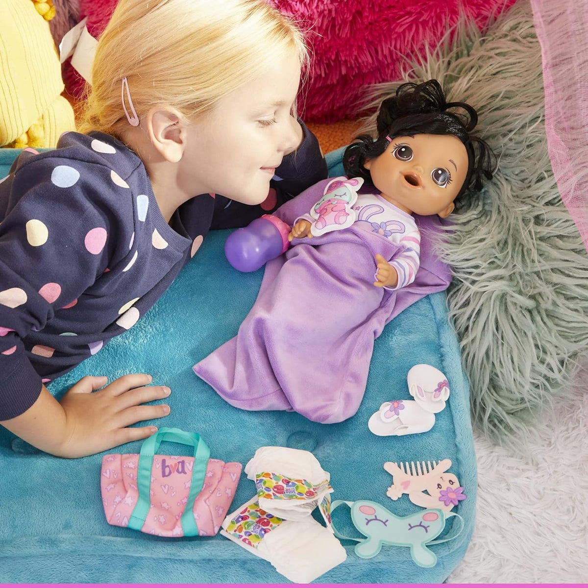 Baby Doll with Sleeping Bag & Bunny-Themed Accessories S4282