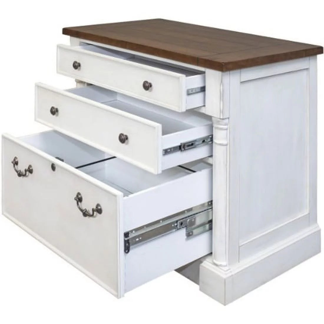 White 3 Drawer Rustic Wood File Cabinet M2890