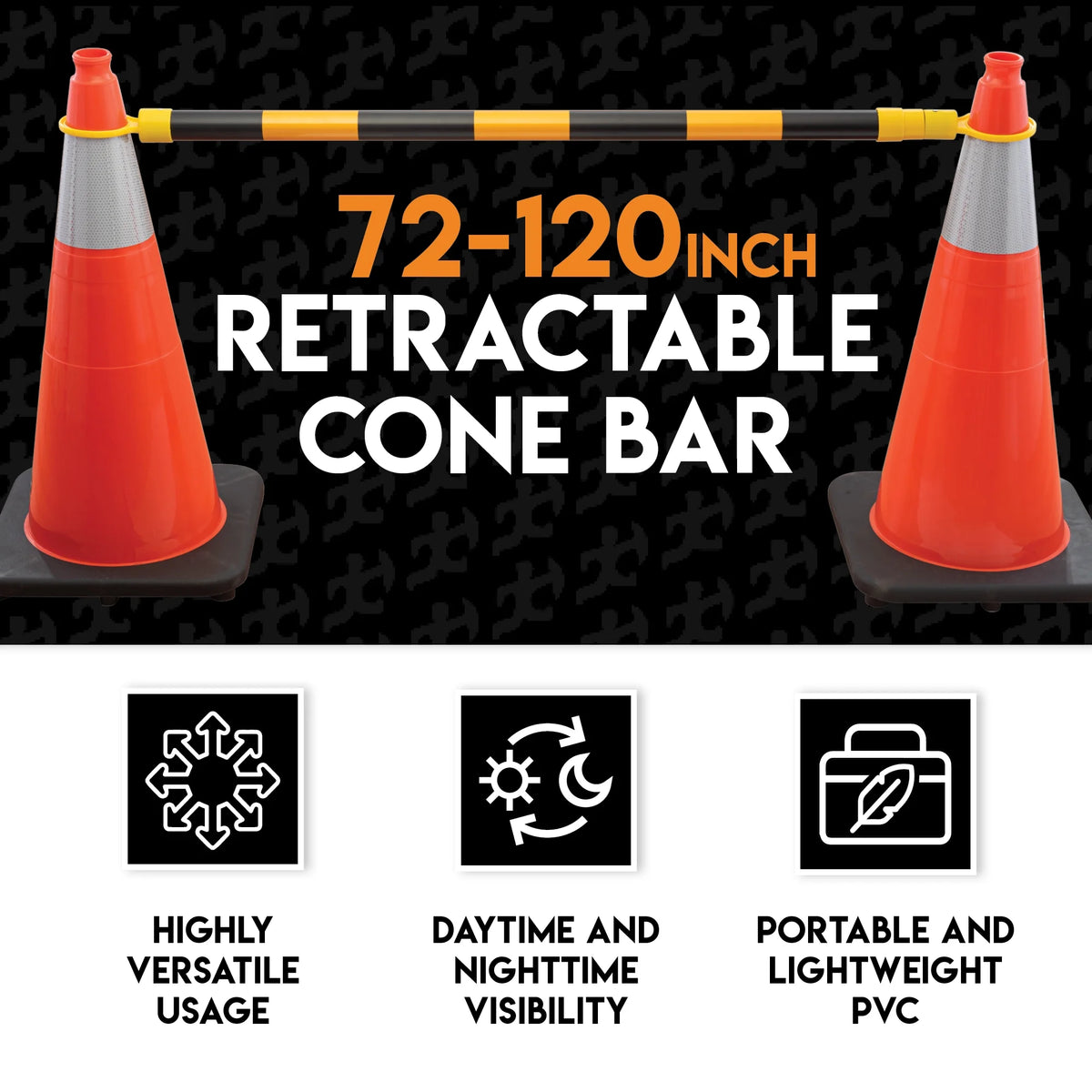 Yellow and Black Retractable Safety Barrier Barricade I3290