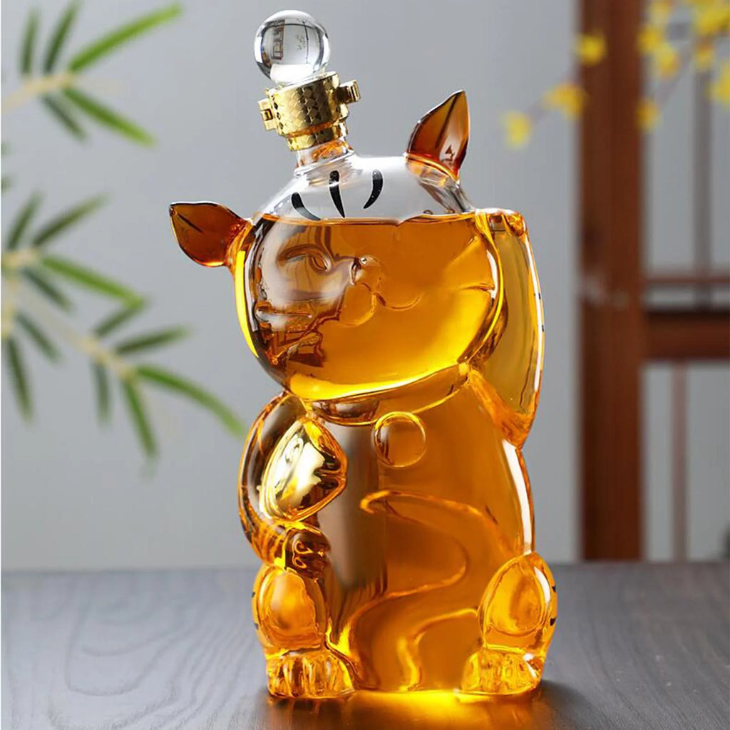 Cat Shaped Glass Decanter with Airtight Stopper V29195