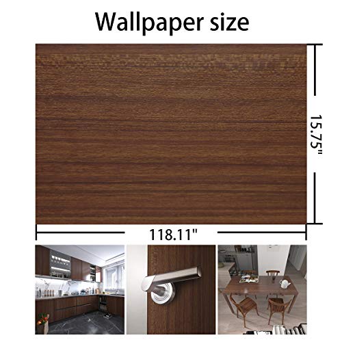Walnut Brown Wood Contact Paper 24x354 inch Self-Adhesive Vinyl Wrap X51766