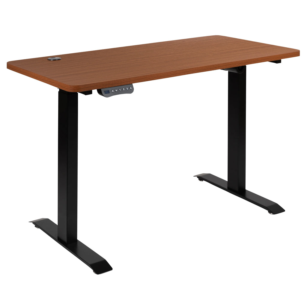 Electric Height Adjustable Standing Desk 48" Wide x 24" Deep Mahogany I988