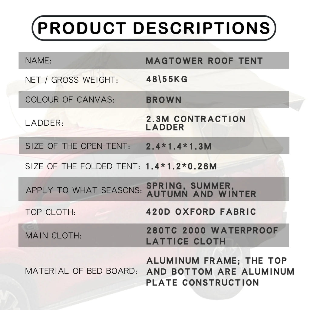 3 Person Roof Top Tent with Waterproof Lattice J80430
