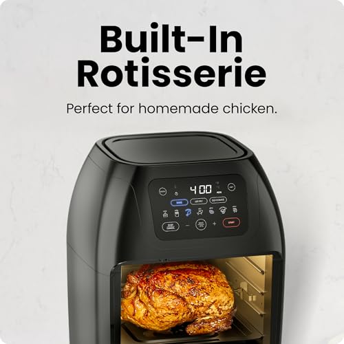 Black 10L Digital Air Fryer with Rotisserie Y593