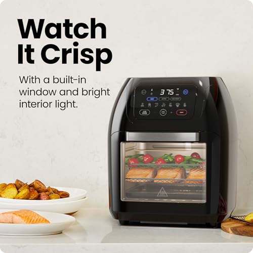 Black 10L Digital Air Fryer with Rotisserie Y593