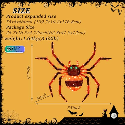 4.2Ft Light Up Spider with 90 LED Lights Q971777