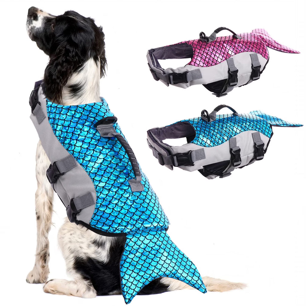 Dog Life Jacket with Rescue Handle, Reflective Adjustable Life Vest E427