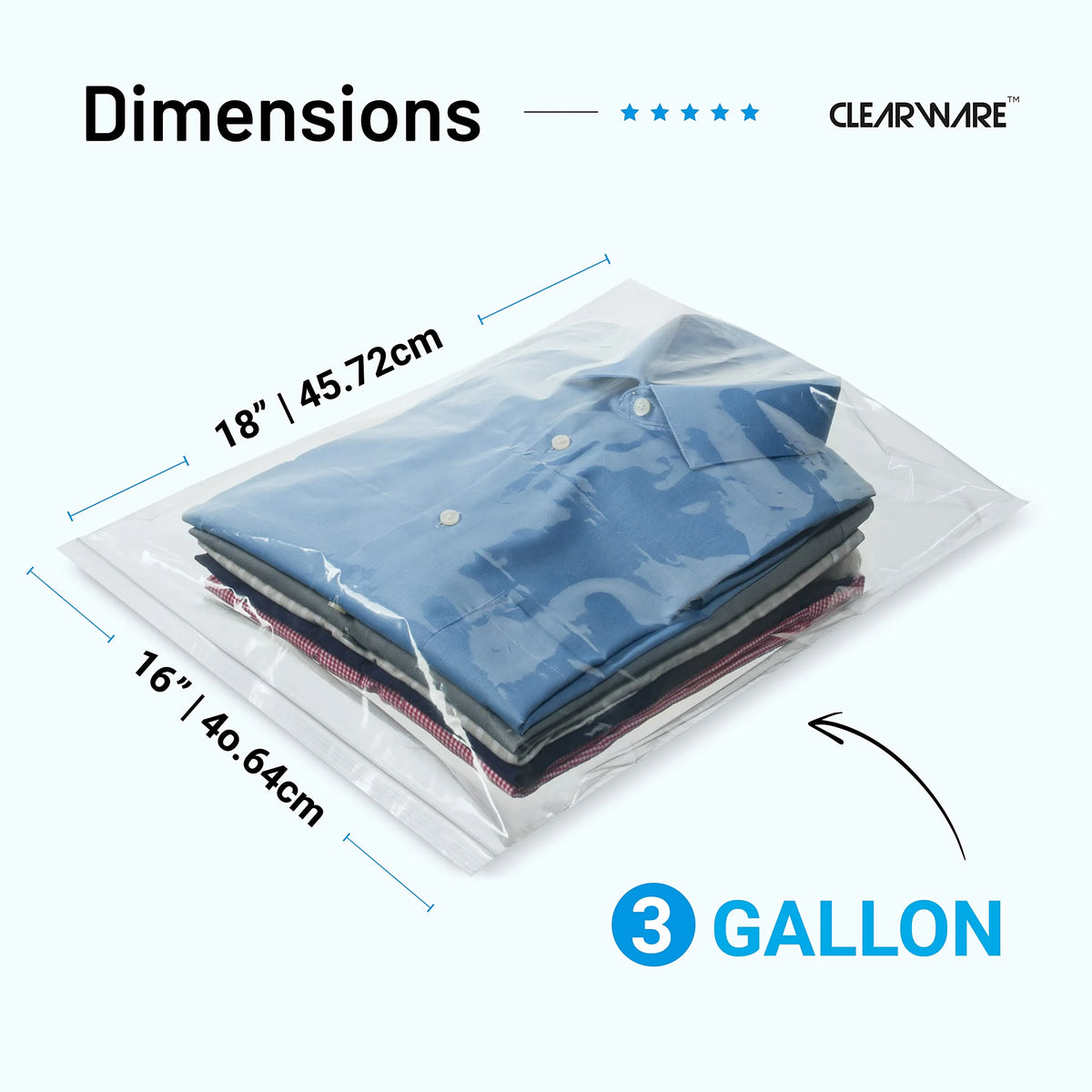 Extra Large 3 Gallon Storage Bags with Zipper, 16x18 Inch Thick Plastic, Reusable Freezer Bags B4866