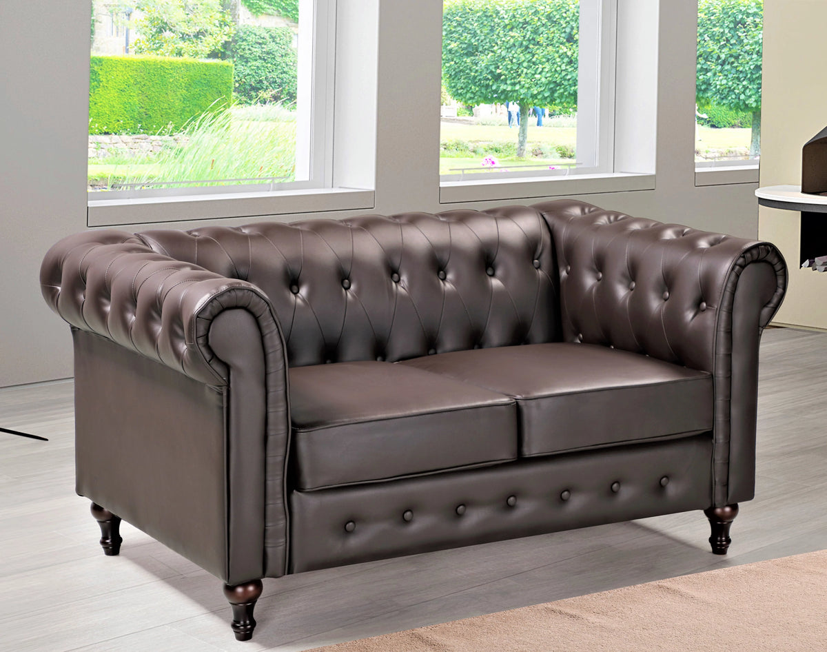 Brown Faux Leather Loveseat X96593