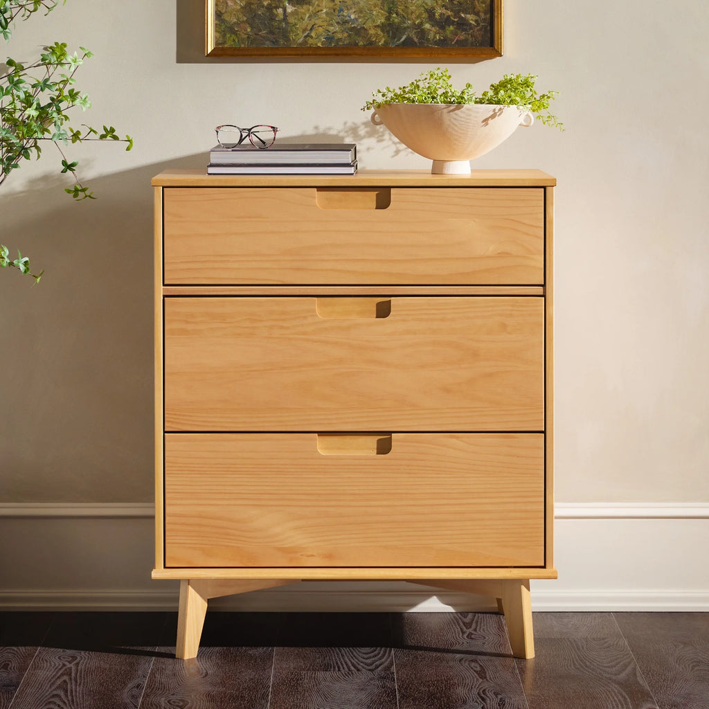 Solid Wood Walnut 3-Drawer Dresser T631