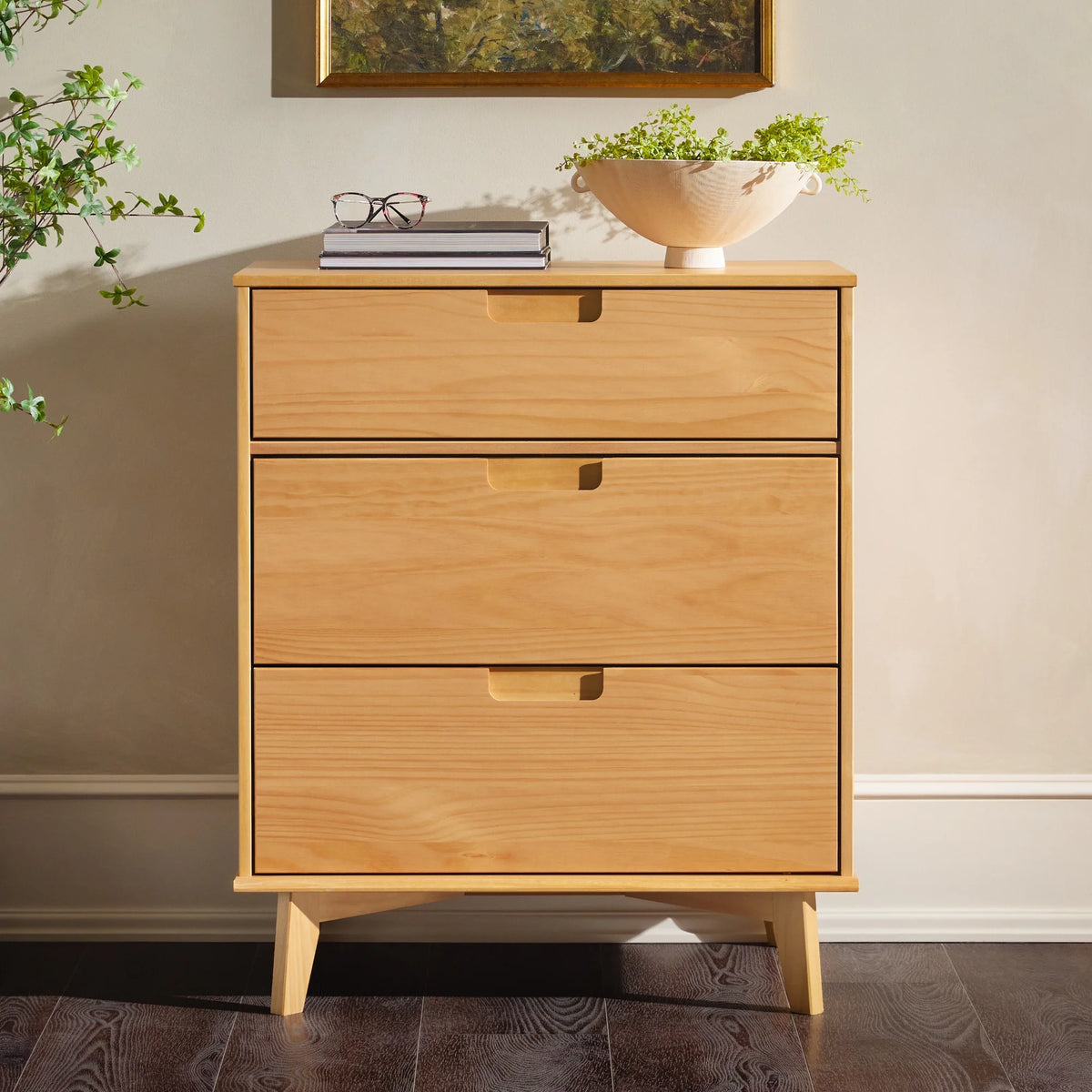 Solid Wood Walnut 3-Drawer Dresser T631