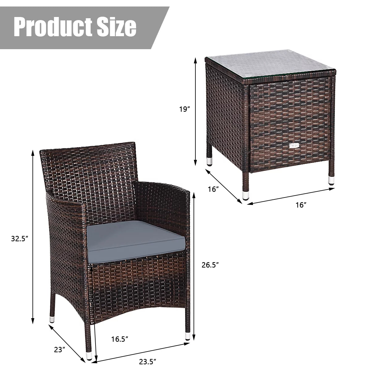 Outdoor Rattan Conversation Set 3 Pieces Q28404