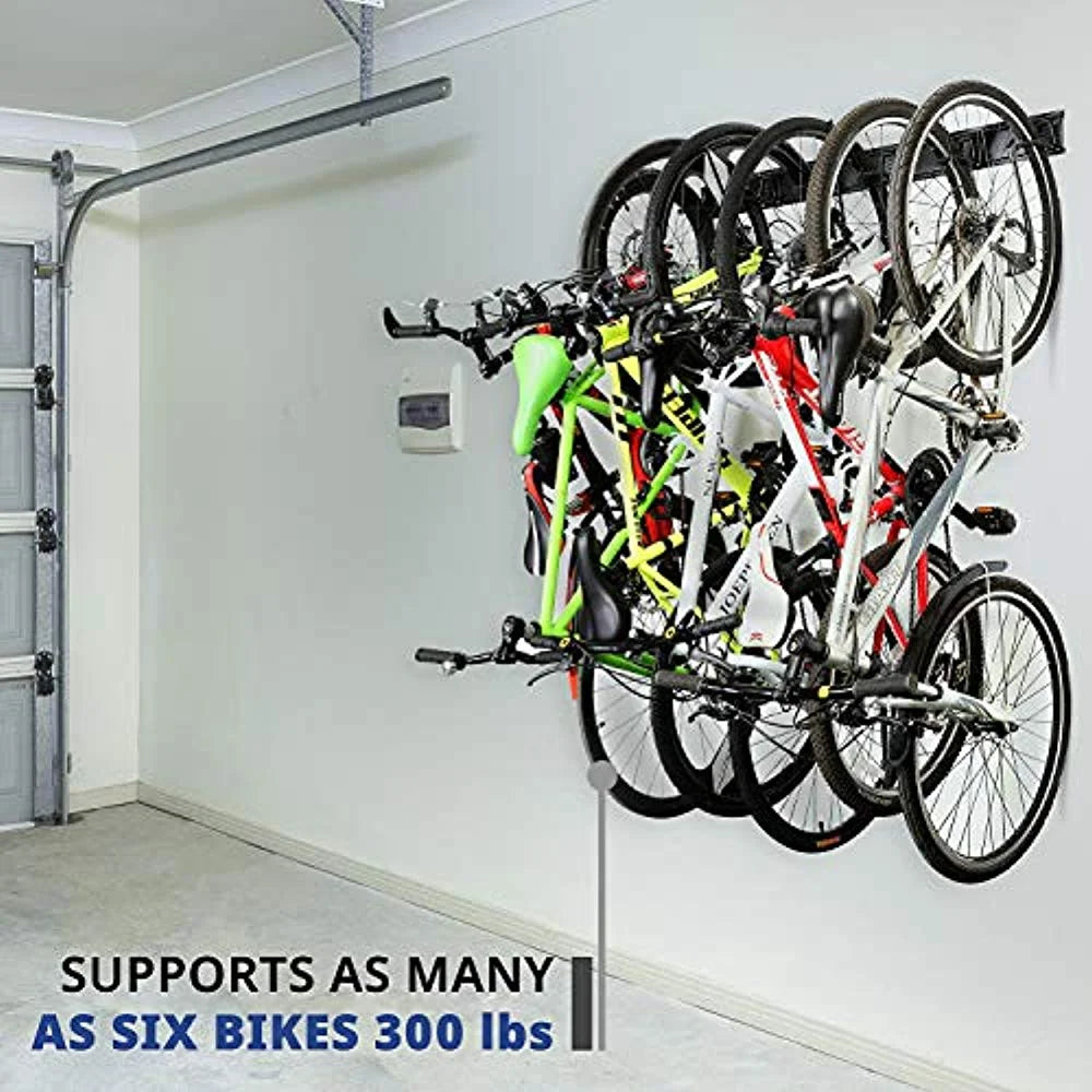 6 Adjustable Hooks Garage Bike Rack Wall Mount Bicycle Storage Hanger Z798