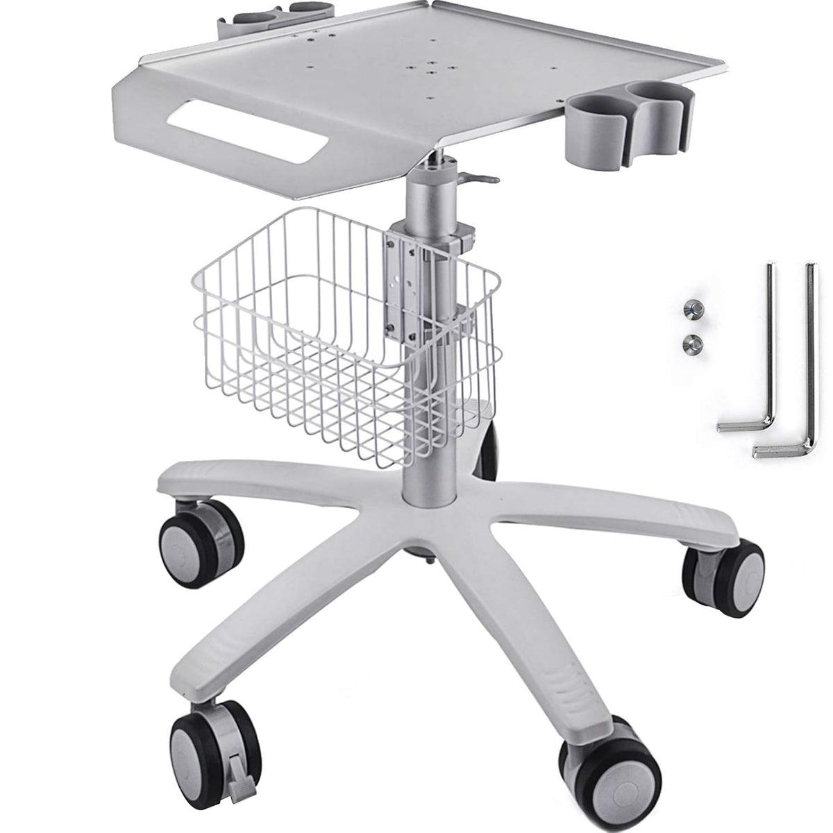 Mobile Trolley Cart Height Adjustable Rolling Desktop Cart with Large Tabletop A10348
