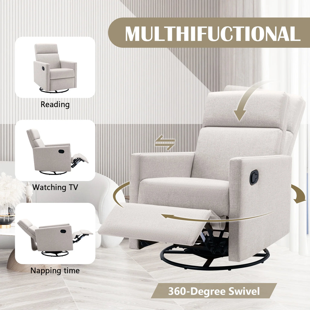 Tan Upholstered Swivel Recliner Chair N519
