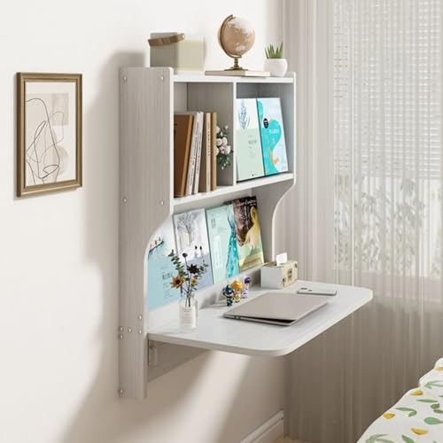 Brown Wall Mounted Drop-Leaf Table with Storage Shelves R160621
