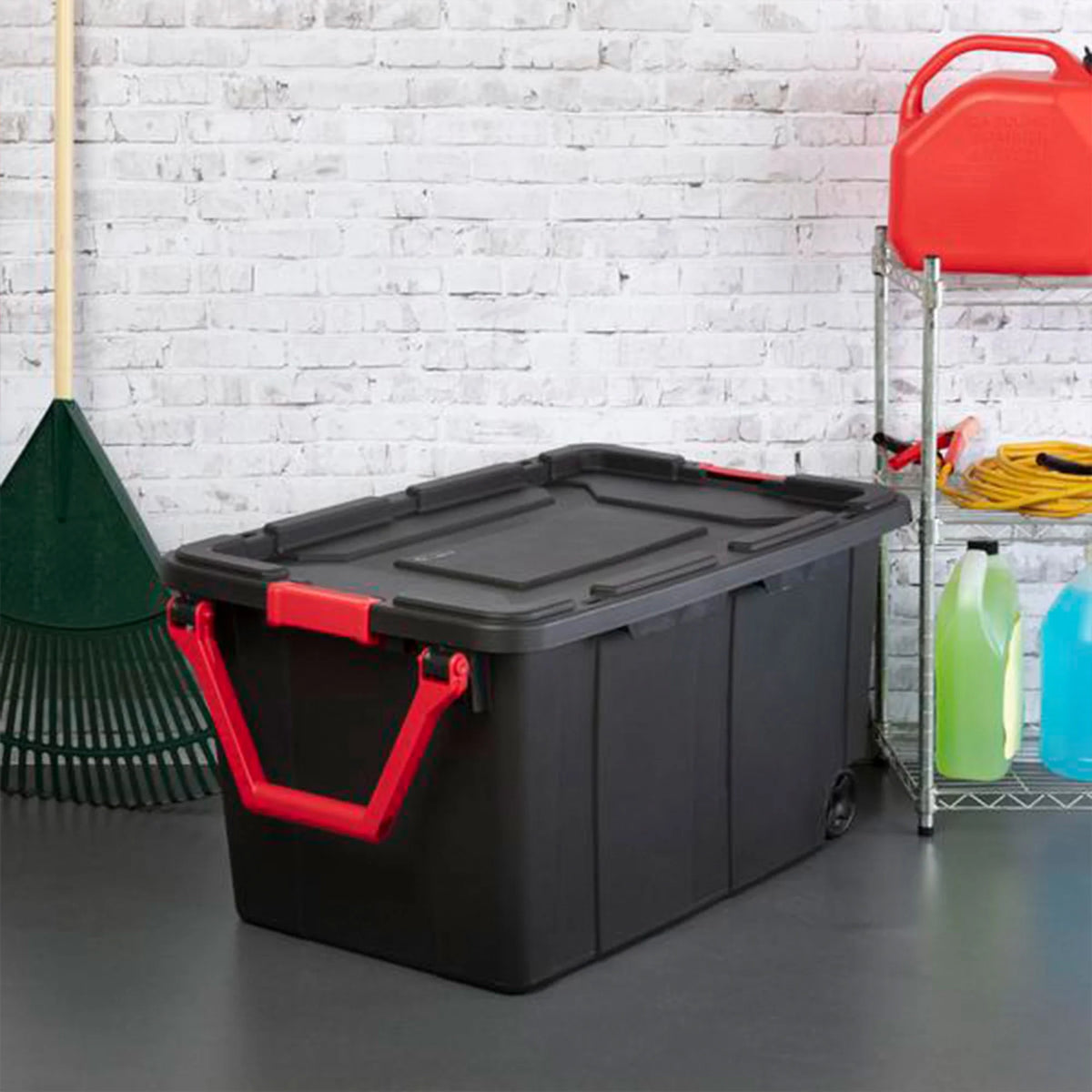 Black 8 Pack 40 Gallon Wheeled Storage Tote D2809