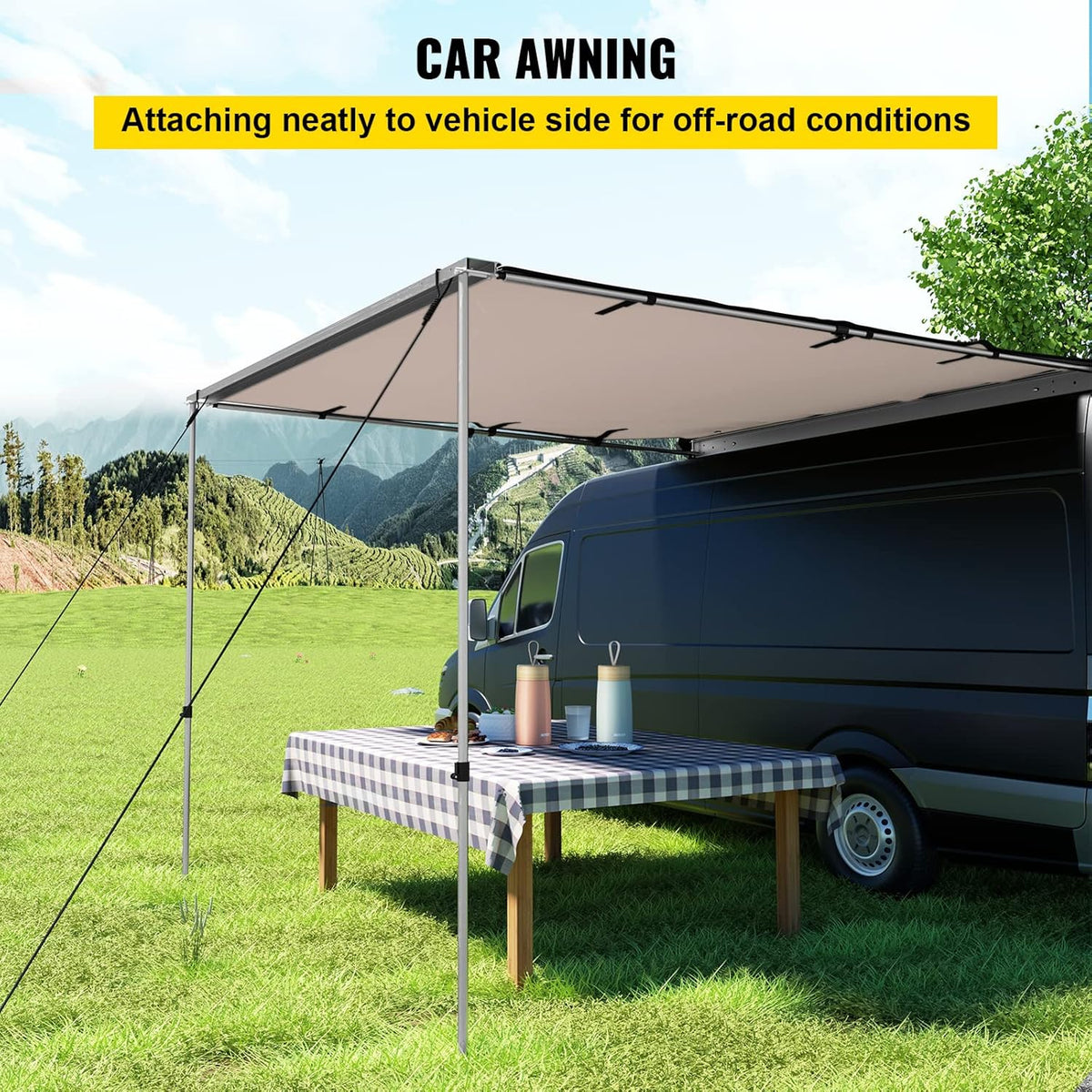 6.6'x8.2' Waterproof UV50+ Retractable Car Side Awning with Carry Bag R9260