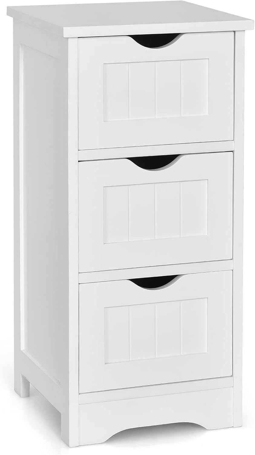 White 4 Drawer Wooden Bathroom Floor Cabinet T56782