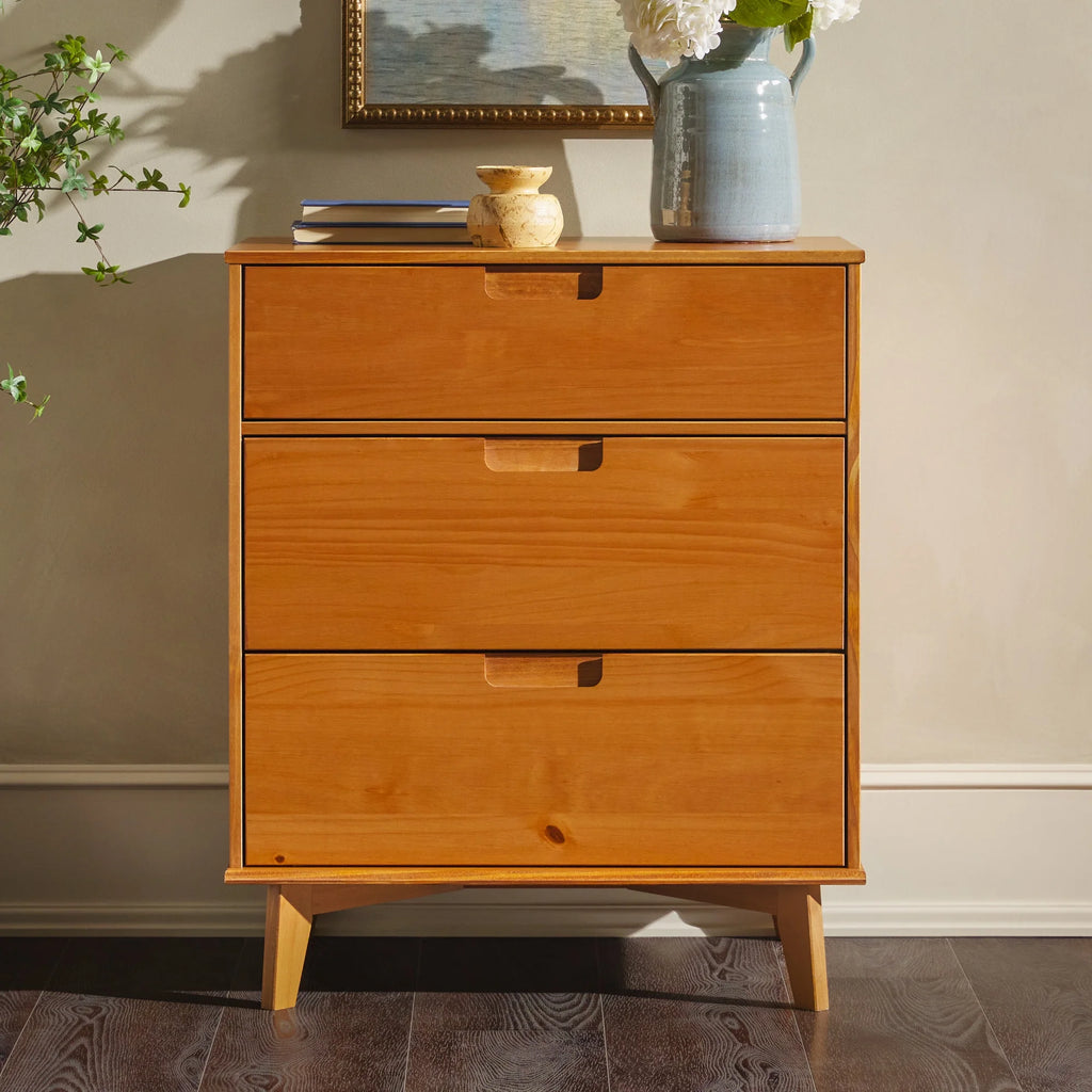 Solid Wood Walnut 3-Drawer Dresser T631
