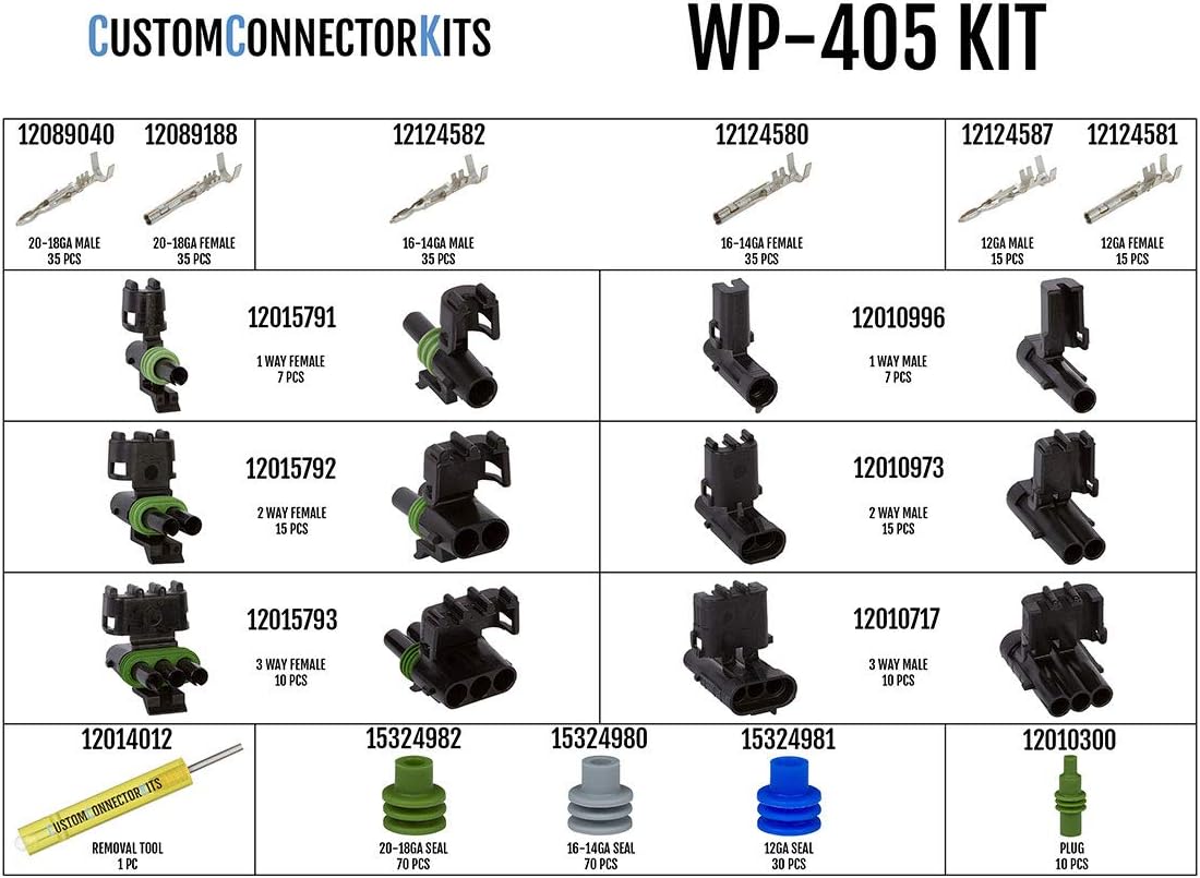 405 Piece Sealed Weatherproof Automotive Electrical Connector Kit with Crimp Tool H142013