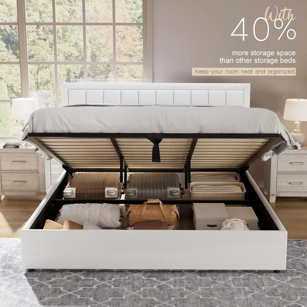 King Size Lift Up Storage Upholstered Platform Bed Frame K929464