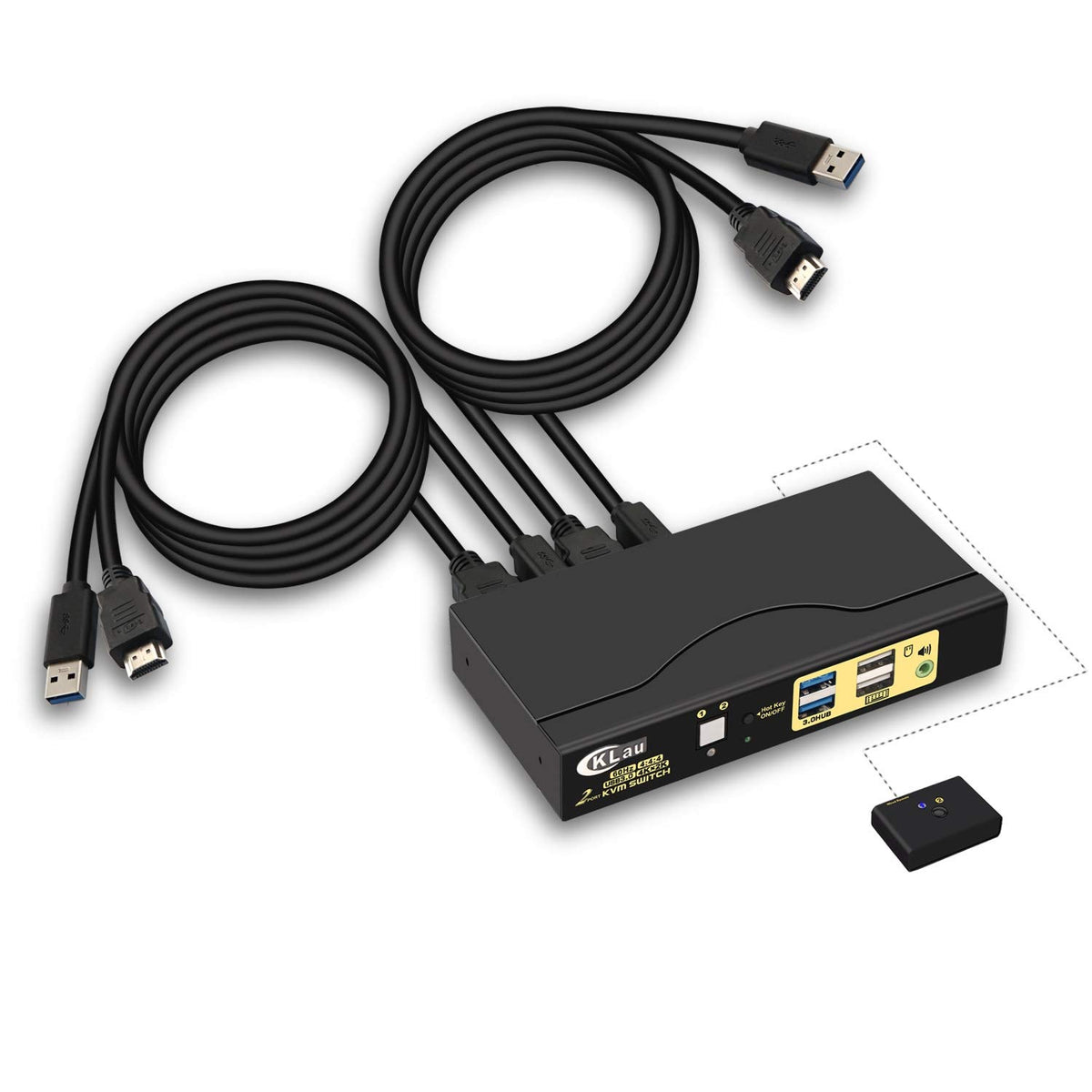 2 Port 3 Monitor KVM Switch HDMI with Audio K1485