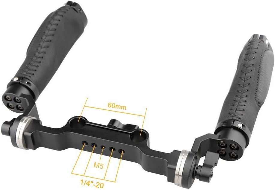 Leather Handle 15mm Rod Shoulder Mount Rig with Rosette Standard Accessory for DSLR (Black, M6 Thread, 31.8 mm) V5986