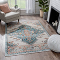 Blue Ivory Vintage Oriental Medallion Area Rug O564236