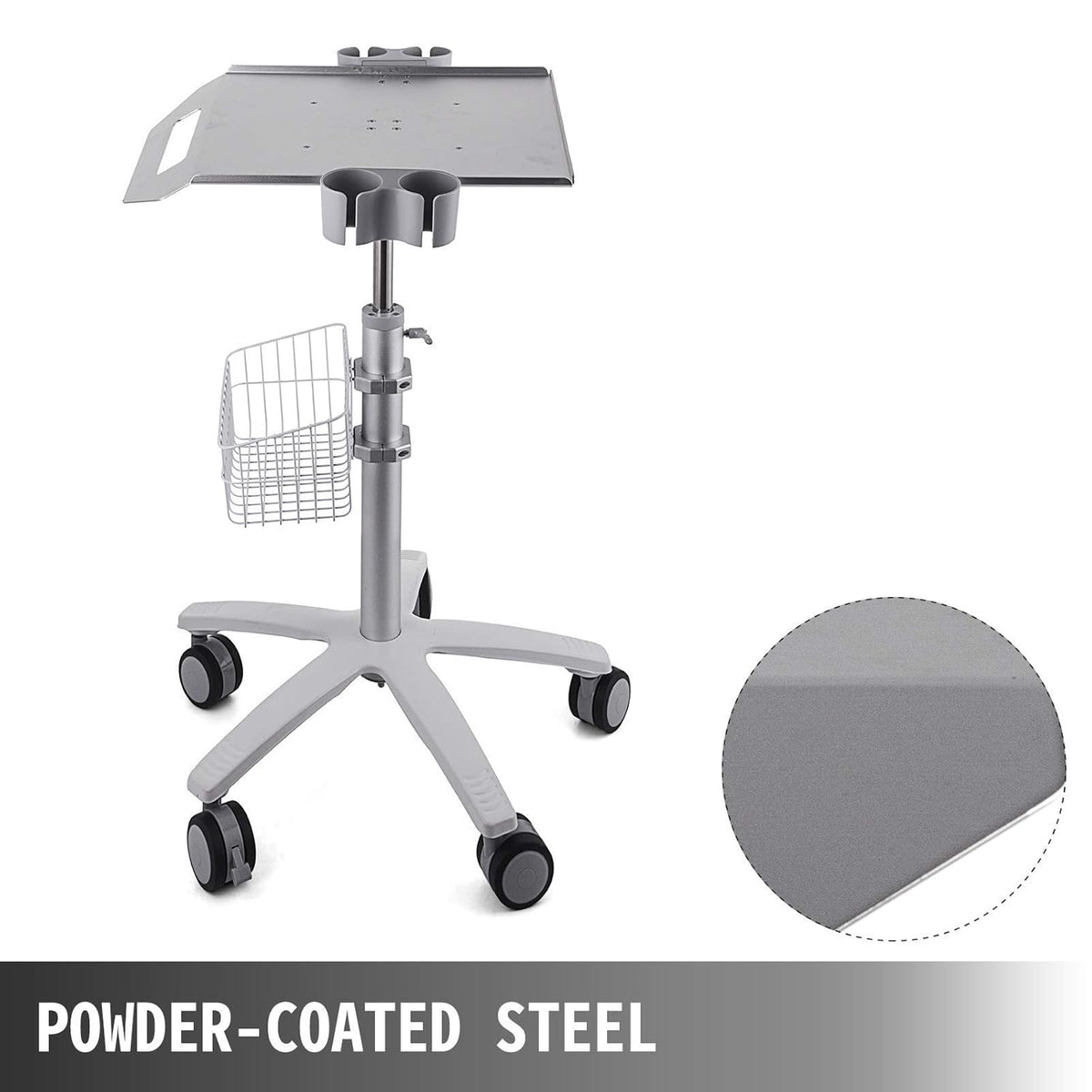 Mobile Trolley Cart Height Adjustable Rolling Desktop Cart with Large Tabletop A10348