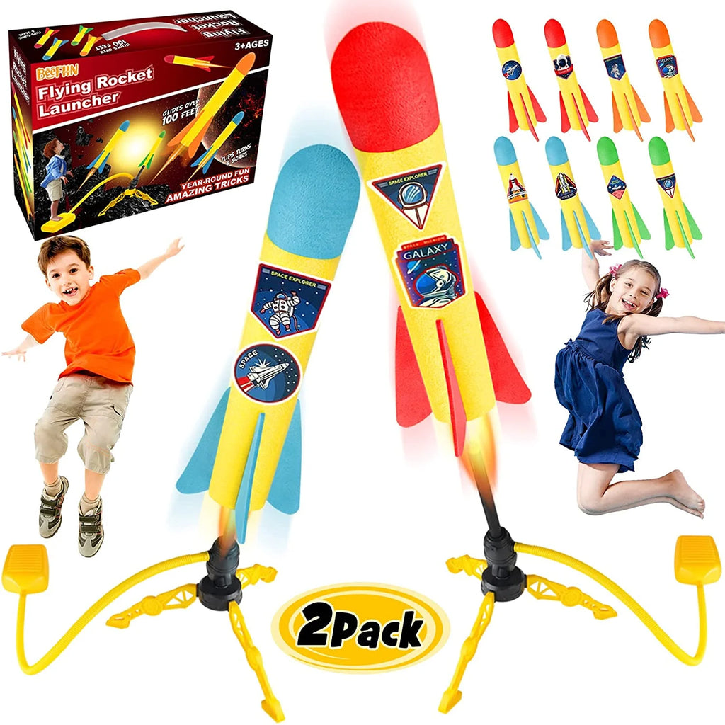 Terra Toy Rocket Launcher, 2 Launchers & 8 Foam Rockets, Outdoor Toy X75370