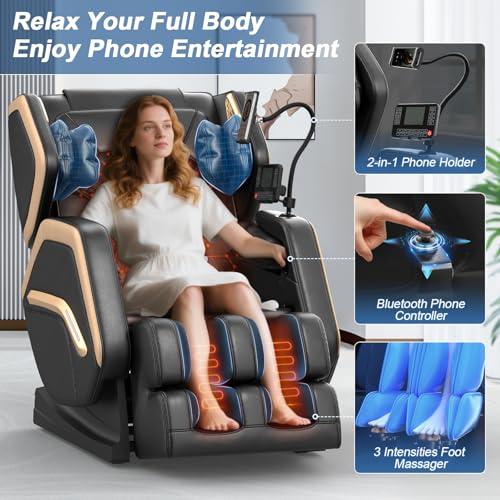 Zero Gravity Massage Chair with 10 Fixed Rollers, Heating, Bluetooth Speaker X189862