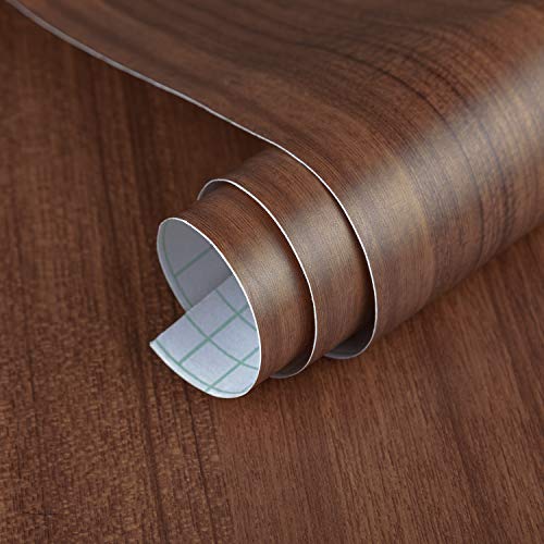 Walnut Brown Wood Contact Paper 24x354 inch Self-Adhesive Vinyl Wrap X51766