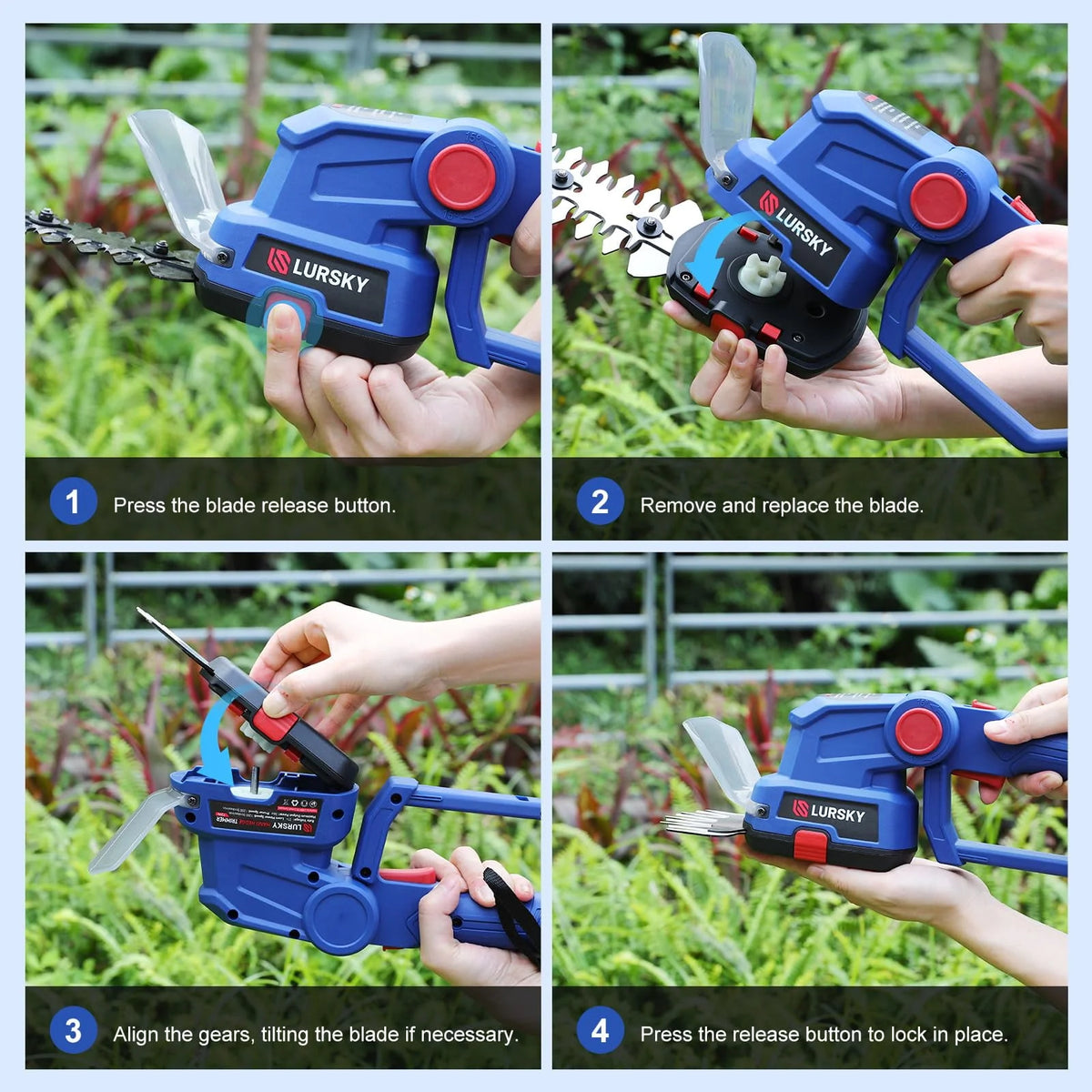 Cordless Hedge Trimmer 2-in-1 Grass Shears and Shrub Trimmer 21V Blue W826154