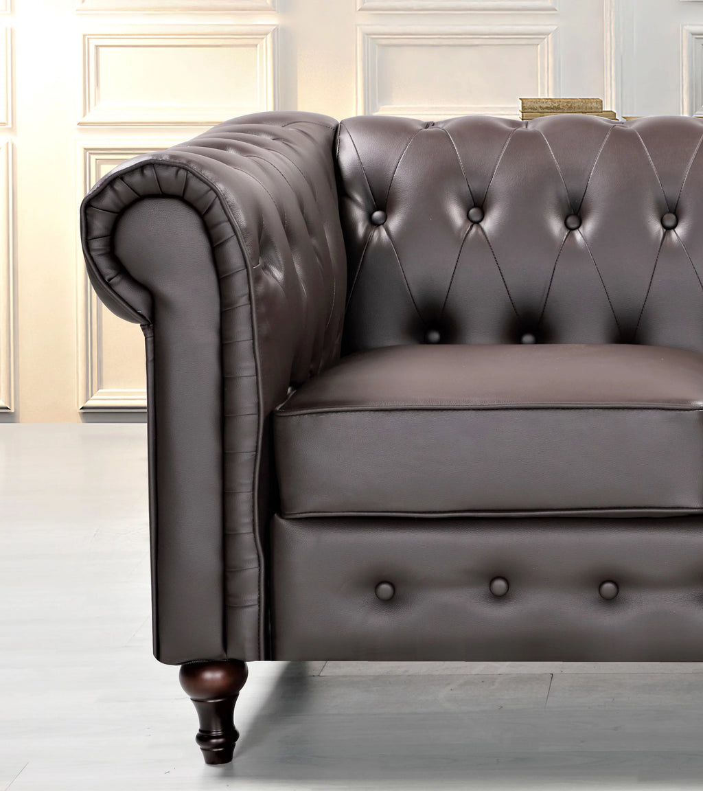 Brown Faux Leather Loveseat X96593