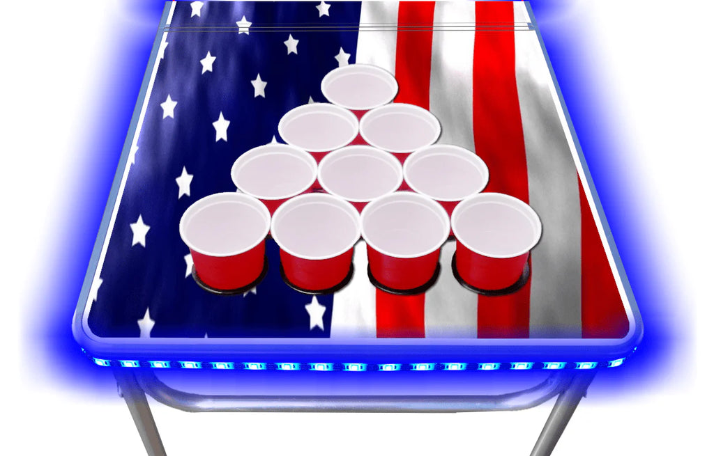 8-Foot Beer Pong Table with Cup Holes, LED Lights, Dry Erase Surface A76176