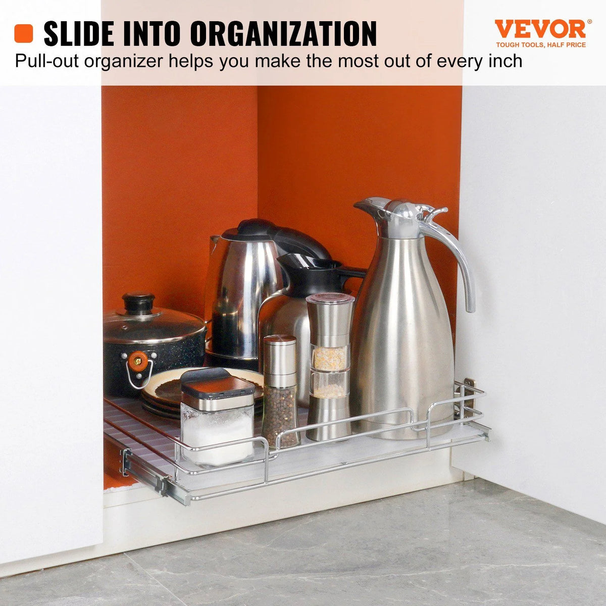 Chrome Plated Steel Pull Out Cabinet Organizer E5070