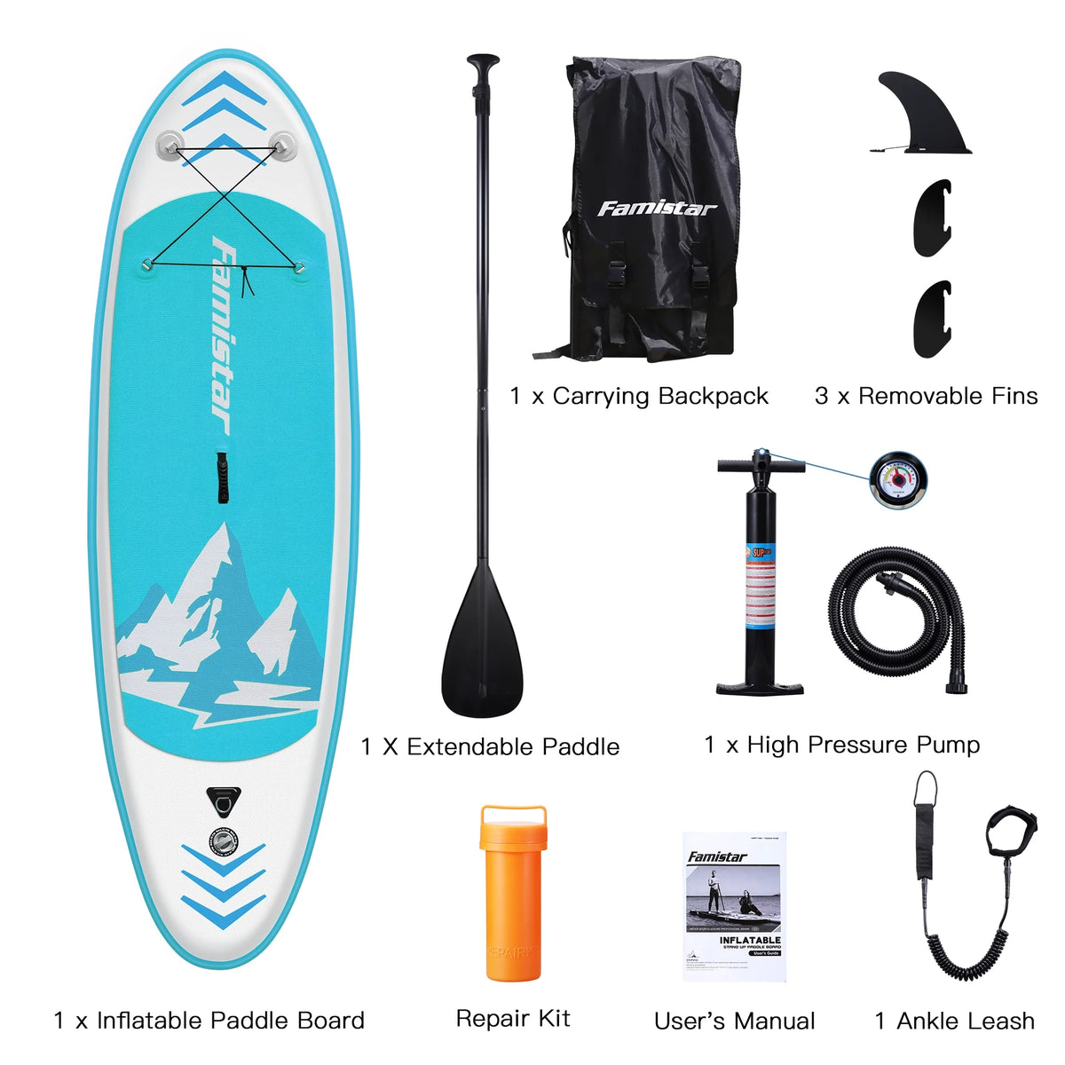 10' Inflatable Stand Up Paddle Board with Adjustable Paddle, Pump & Carrying Backpack B138
