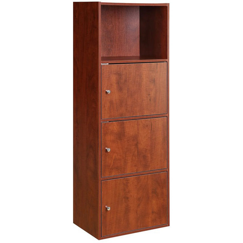 Three-Door Bookcase in Cherry Wood Finish Q583