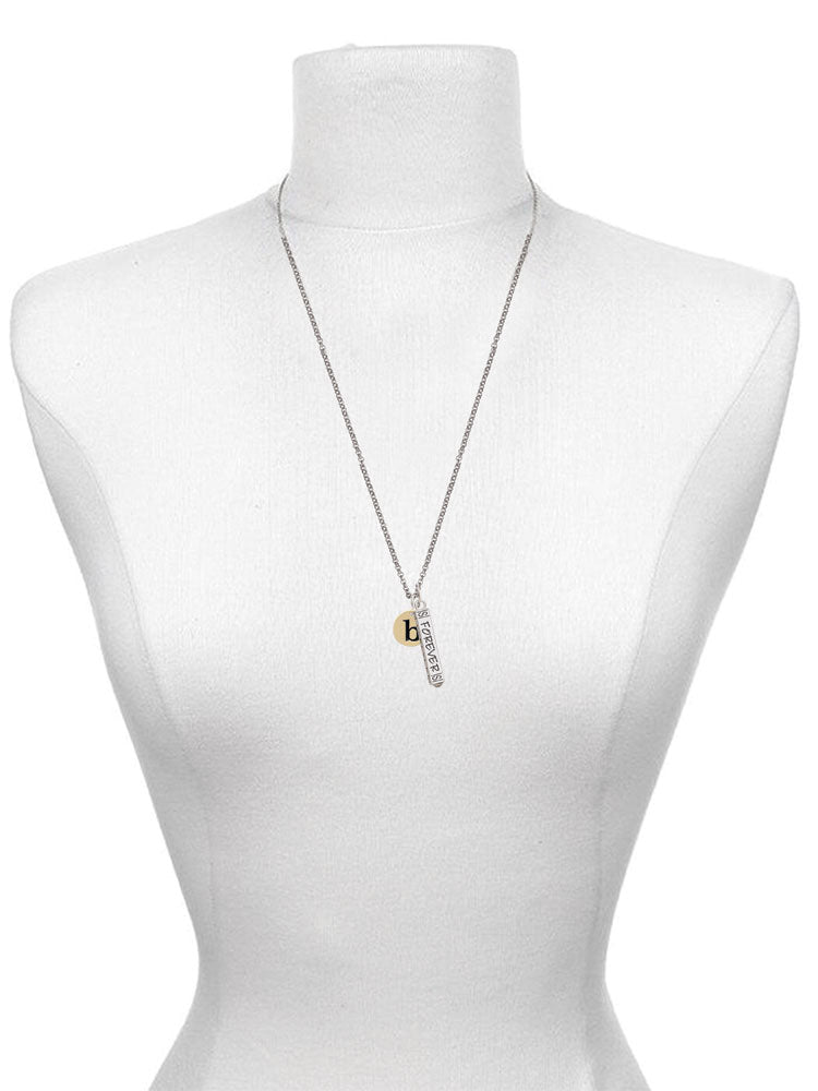 Goldtone Disc Initial Bar Charm Necklace, 23" Q7267