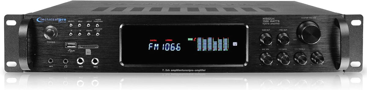 1500 Watt Bluetooth Stereo Amplifier with USB and SD Inputs B411972