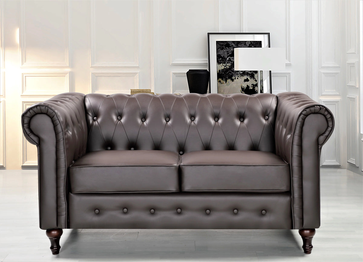 Brown Faux Leather Loveseat X96593
