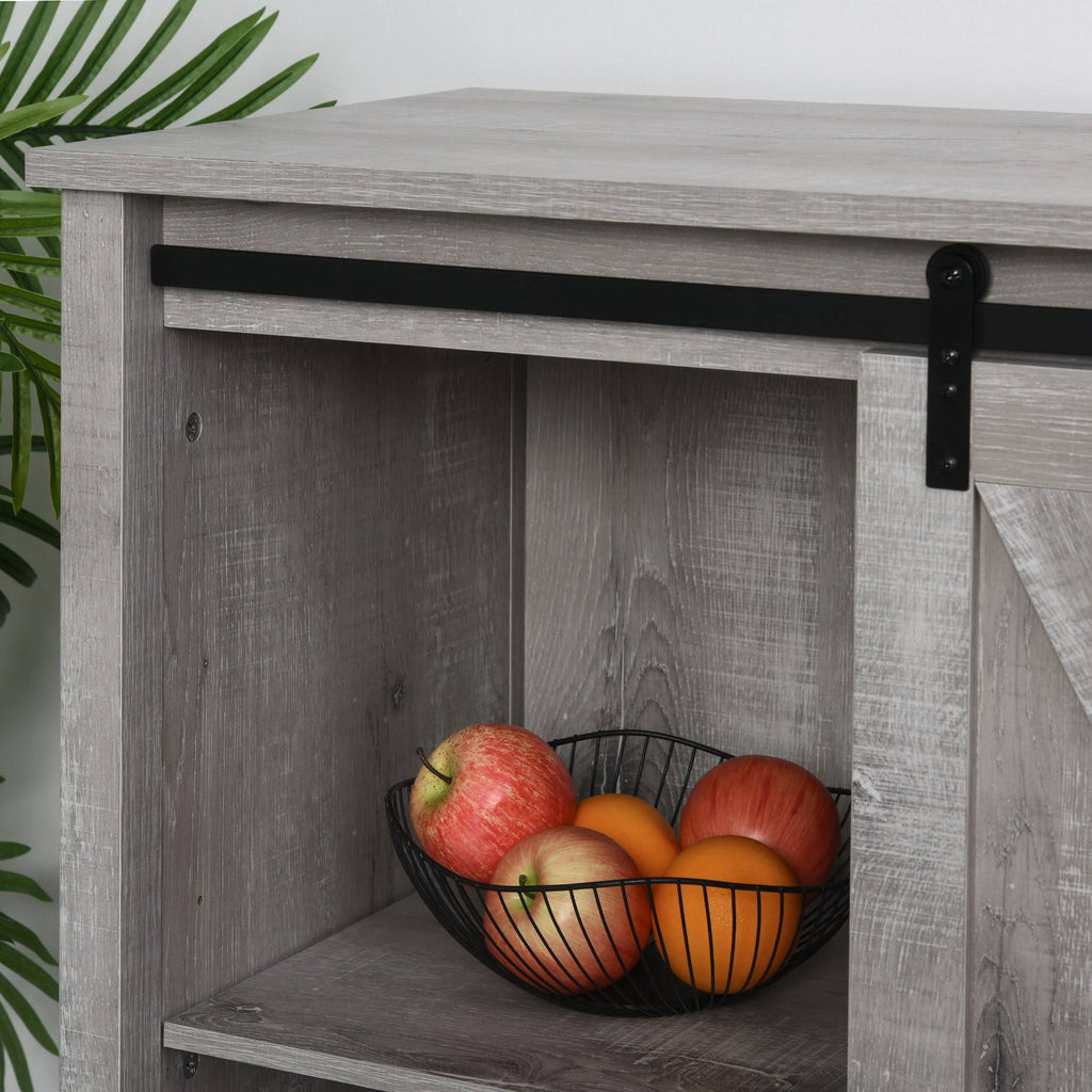 Rustic 3-Tier Storage Cabinet with Barn Door D147188