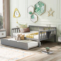 Grey Full Size Wood Bed Frame with Casters G3518
