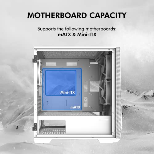 White mATX PC Case with Tempered Glass Side Panel Y545762