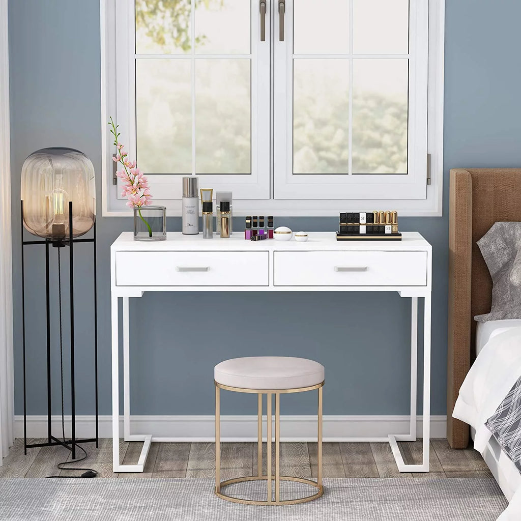 White Computer Desk with Drawers B624045